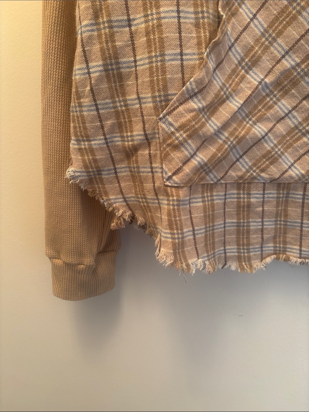 BKE |  Buckle Tan Plaid Crewneck Hoodie w/kangaroo Pocket Sz L - Picture 7 of 11